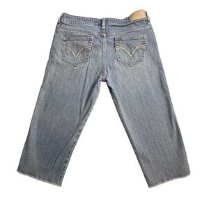 VTG Levi's 515 Capri Jeans Womens 10 Blue Medium Wash Stretch Denim Embroidered